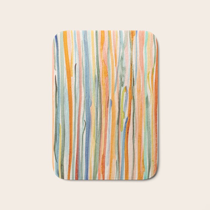 Loose Watercolor Lines 2 - abstract yellow painting Bath Mat Gallery Image 1