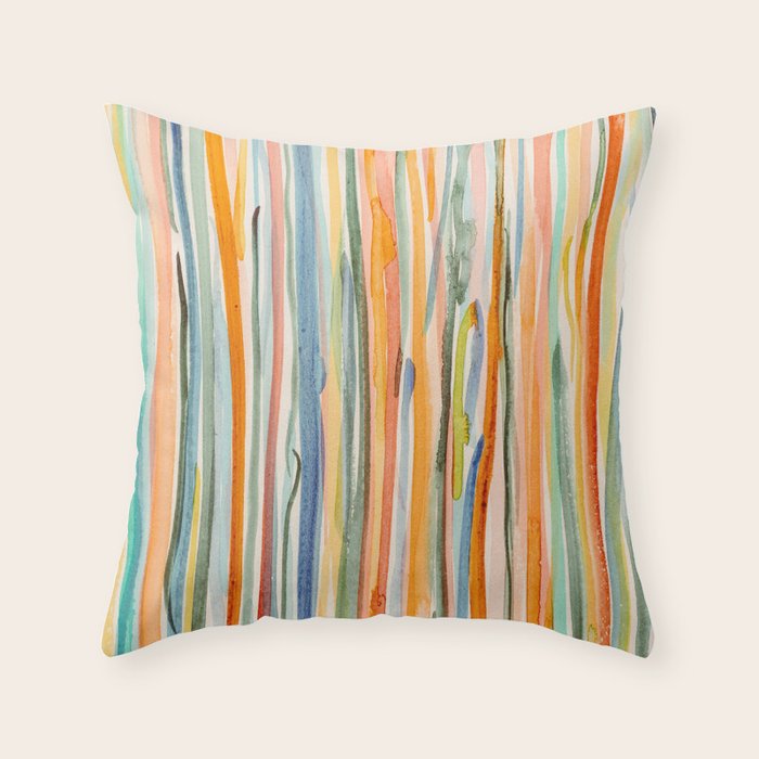 Loose Watercolor Lines 2 - abstract yellow painting Throw Pillow Gallery Image 6