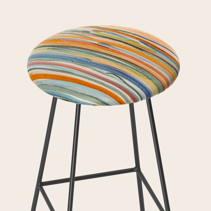 Loose Watercolor Lines 2 - abstract yellow painting Stool Gallery Image 2