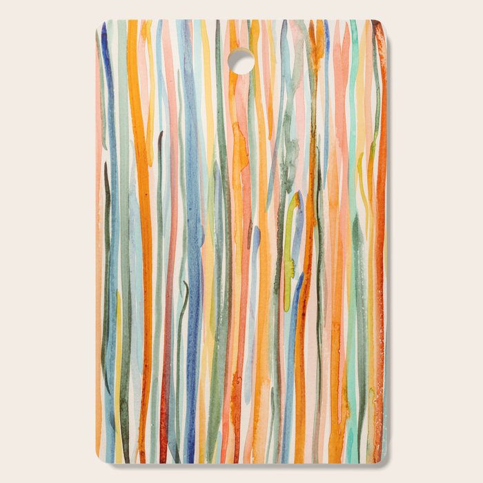 Loose Watercolor Lines 2 - abstract yellow painting Cutting Board Gallery Image 1
