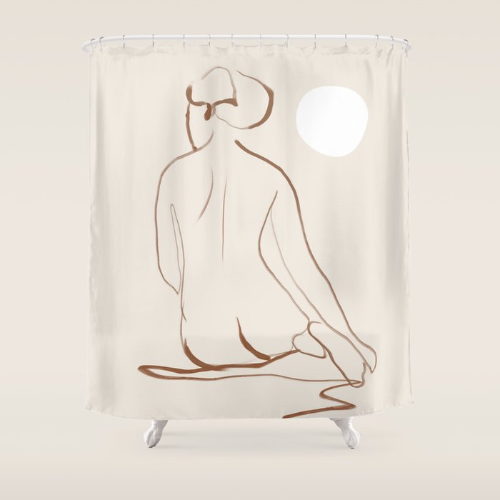 Minimal Line Art Nude 2 Shower Curtain Gallery Image 1