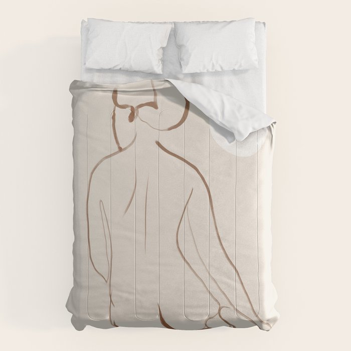 Minimal Line Art Nude 2 Comforter Gallery Image 1