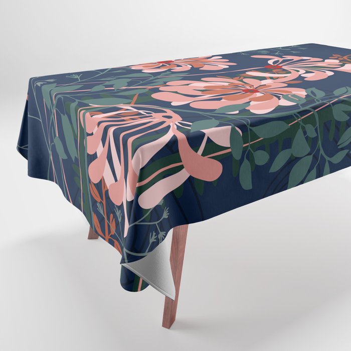 Alfons Mucha would love this flowers - dark blue Tablecloth Gallery Image 1