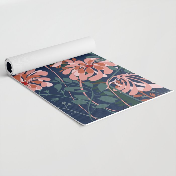 Alfons Mucha would love this flowers - dark blue Yoga Mat Gallery Image 2