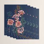 Alfons Mucha would love this flowers - dark blue Wrapping Paper Gallery Image 3