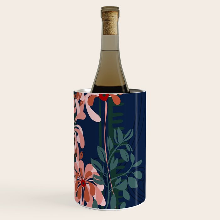 Alfons Mucha would love this flowers - dark blue Wine Chiller Gallery Image 3