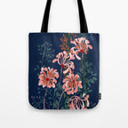 Alfons Mucha would love this flowers - dark blue Tote Bag Gallery Image 1