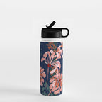Alfons Mucha would love this flowers - dark blue Water Bottle Gallery Image 1
