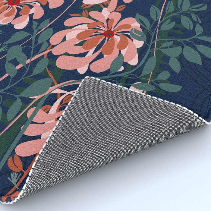 Alfons Mucha would love this flowers - dark blue Rug Gallery Image 4