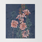 Alfons Mucha would love this flowers - dark blue Throw Blanket Gallery Image 2