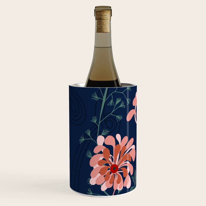 Alfons Mucha would love this flowers - dark blue Wine Chiller Gallery Image 2