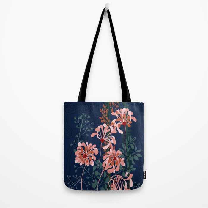 Alfons Mucha would love this flowers - dark blue Tote Bag Gallery Image 2
