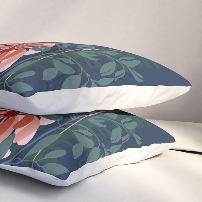 Alfons Mucha would love this flowers - dark blue Pillow Sham Gallery Image 3