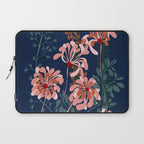 Alfons Mucha would love this flowers - dark blue Laptop Sleeve Gallery Image 1