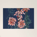 Alfons Mucha would love this flowers - dark blue Welcome Mat Gallery Image 1