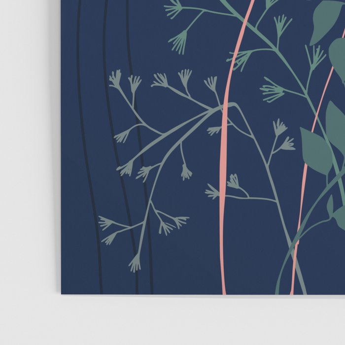 Alfons Mucha would love this flowers - dark blue Poster Gallery Image 3