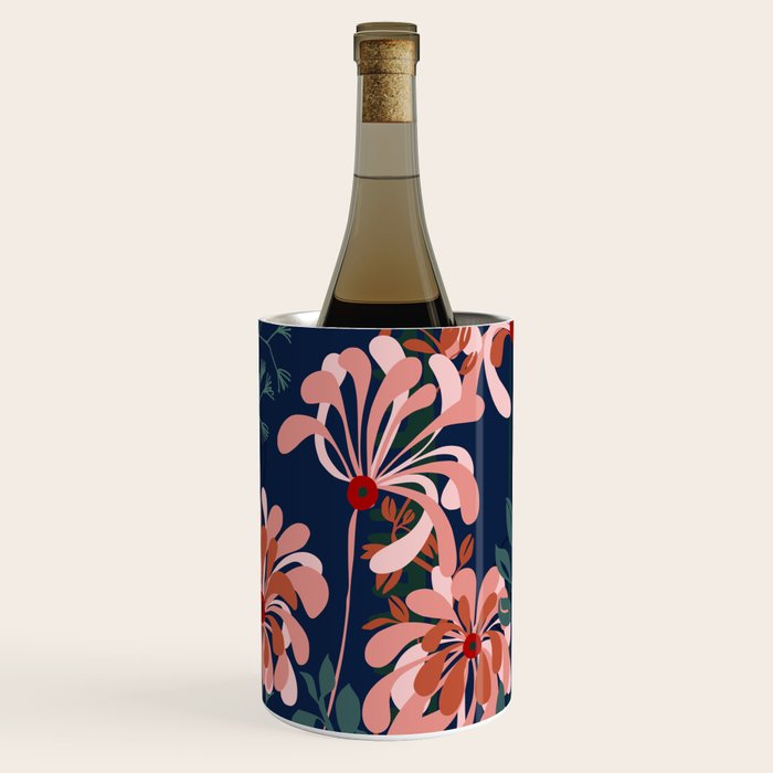 Alfons Mucha would love this flowers - dark blue Wine Chiller Gallery Image 1