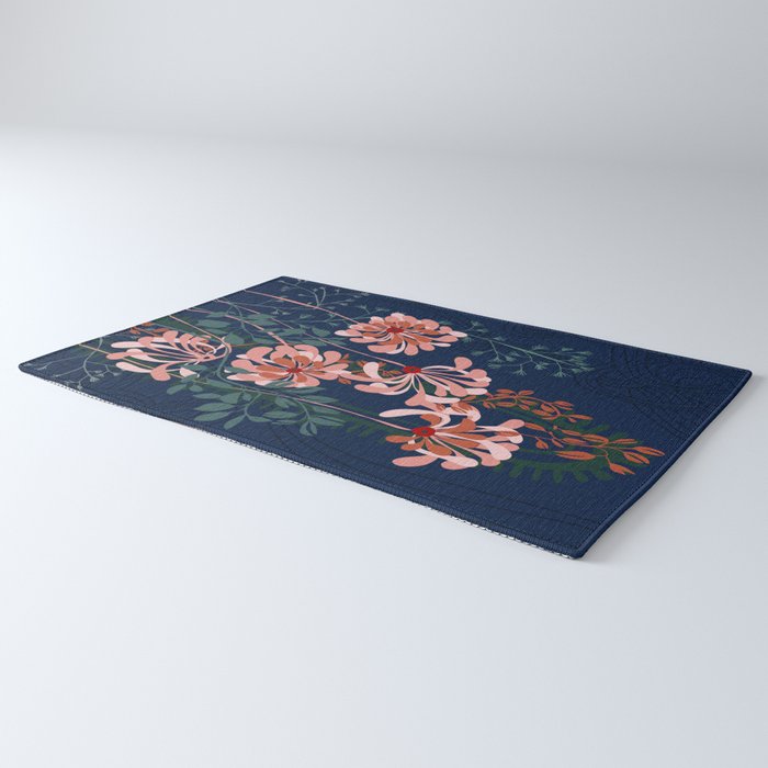 Alfons Mucha would love this flowers - dark blue Rug Gallery Image 3