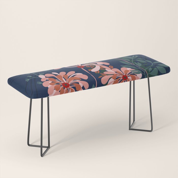 Alfons Mucha would love this flowers - dark blue Bench Gallery Image 1