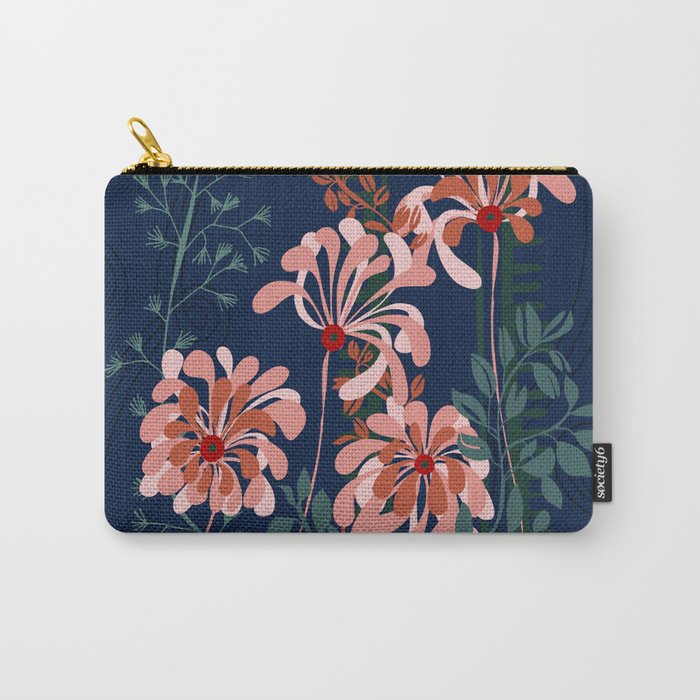 Alfons Mucha would love this flowers - dark blue Carry All Pouch Gallery Image 1