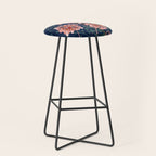 Alfons Mucha would love this flowers - dark blue Stool Gallery Image 1