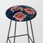 Alfons Mucha would love this flowers - dark blue Stool Gallery Image 2