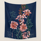 Alfons Mucha would love this flowers - dark blue Wall Tapestry Gallery Image 4