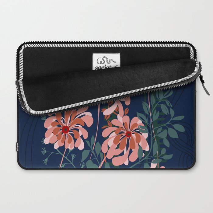 Alfons Mucha would love this flowers - dark blue Laptop Sleeve Gallery Image 2