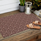 Cafe Block Print Floral - Brown Pink Outdoor Rug Gallery Image 2