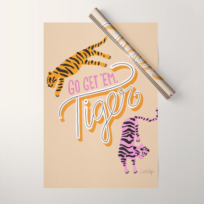 Go Get 'Em Tiger - Melon Wrapping Paper Gallery Image 1