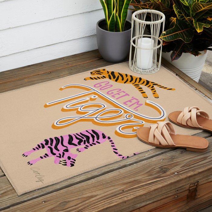 Go Get 'Em Tiger - Melon Outdoor Rug Gallery Image 2