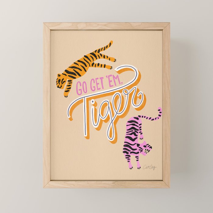 Go Get 'Em Tiger - Melon Mini Art Print Gallery Image 1