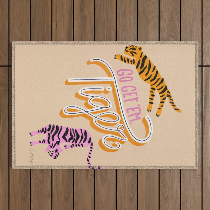 Go Get 'Em Tiger - Melon Outdoor Rug Gallery Image 1