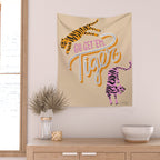Go Get 'Em Tiger - Melon Wall Tapestry Gallery Image 2
