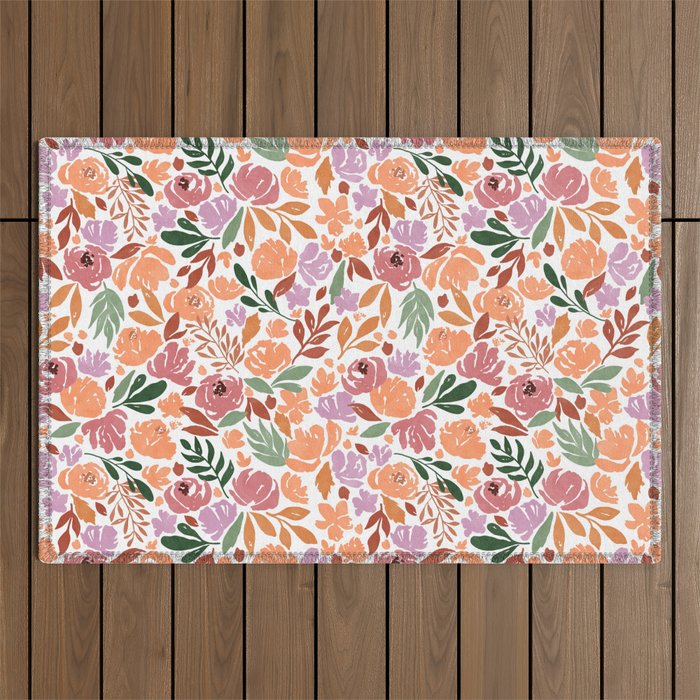 Simple colorful floral CWP Outdoor Rug Gallery Image 1