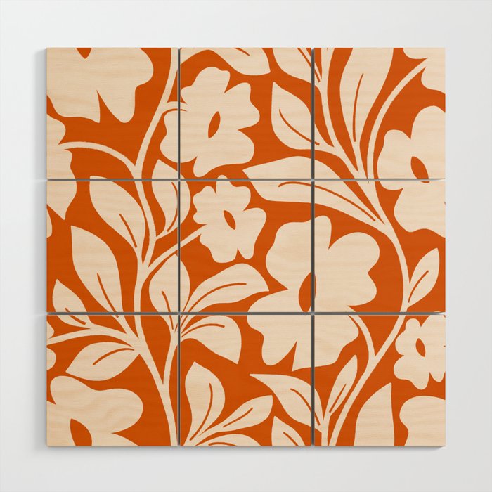 Tropical Vines Pattern - Terracotta Wood Wall Art Gallery Image 1
