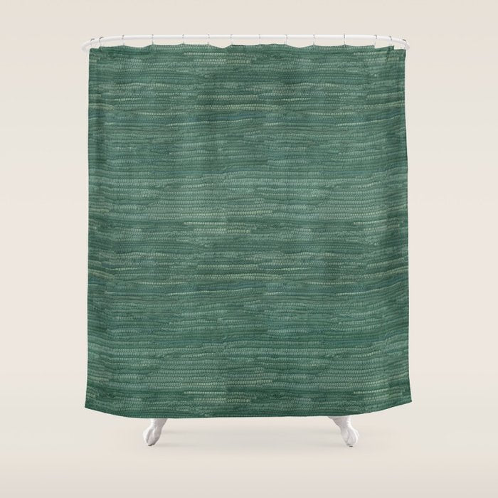 Boho Old Market Textile in Green Shower Curtain Gallery Image 1