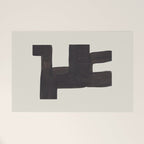 Black and White Minimalist Shapes Mid century Ink painting Welcome Mat Gallery Image 1