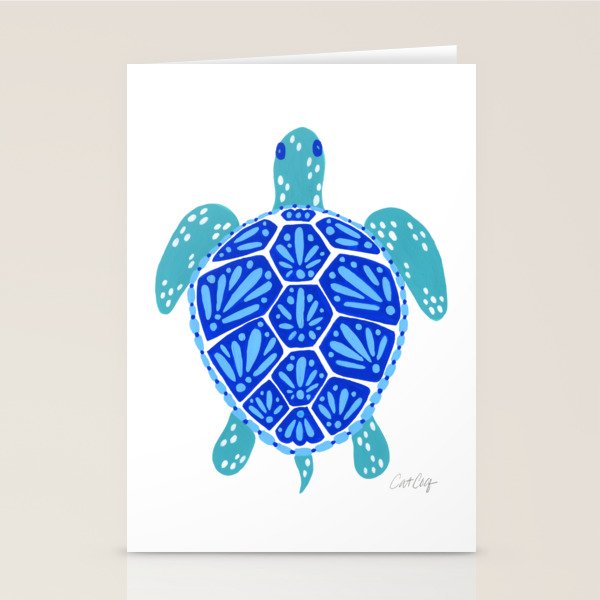 Sea Turtle - Blue Palette Stationery Card Gallery Image 1