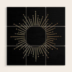 Sunburst Gold Copper Bronze on Black Wood Wall Art Gallery Image 1