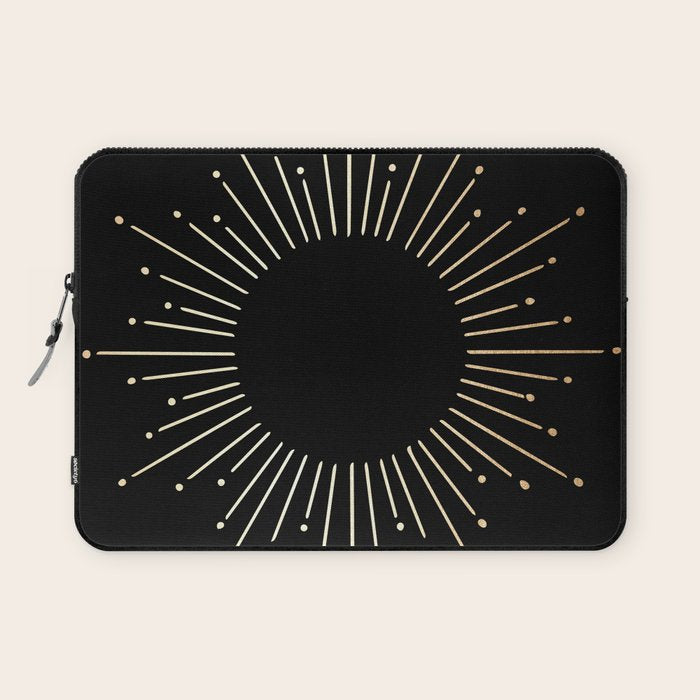 Sunburst Gold Copper Bronze on Black Laptop Sleeve Gallery Image 1