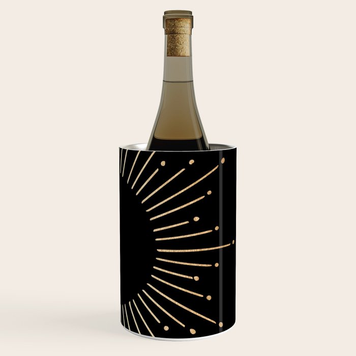 Sunburst Gold Copper Bronze on Black Wine Chiller Gallery Image 3