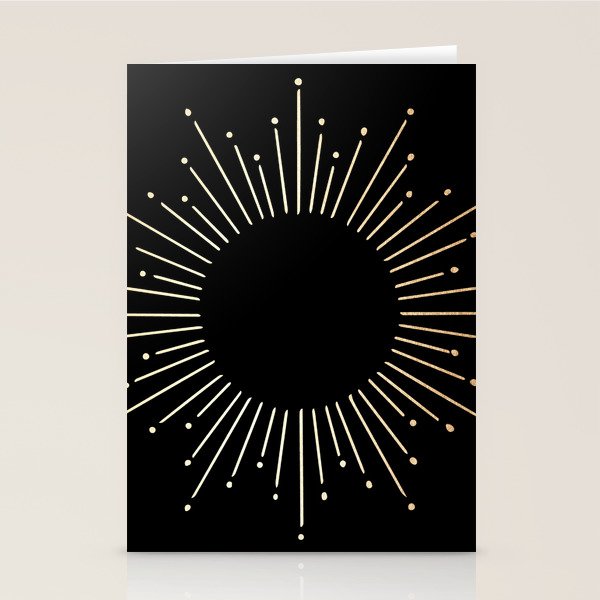 Sunburst Gold Copper Bronze on Black Stationery Card Gallery Image 2