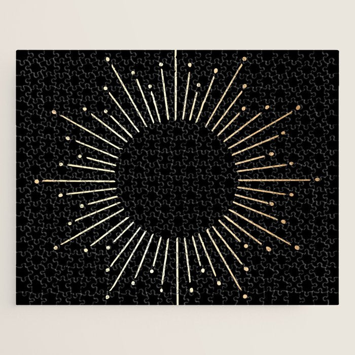 Sunburst Gold Copper Bronze on Black Jigsaw Puzzle Gallery Image 1