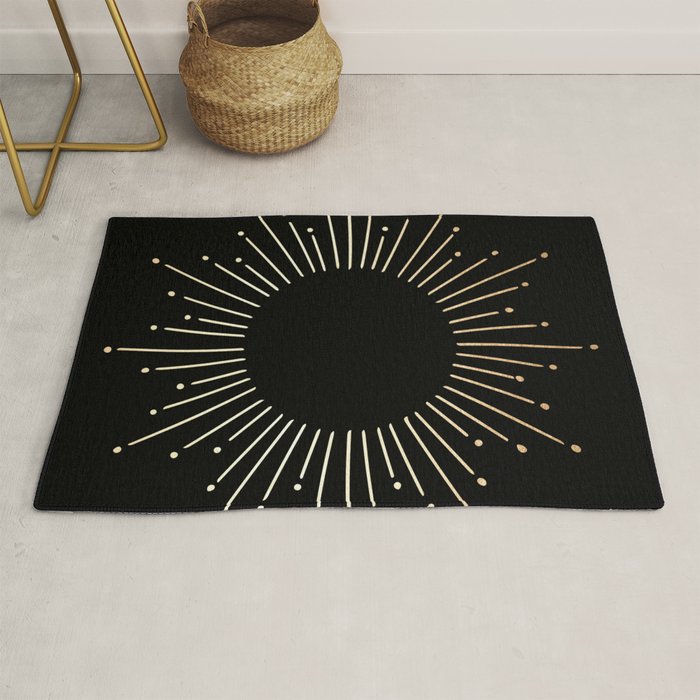 Sunburst Gold Copper Bronze on Black Rug Gallery Image 1
