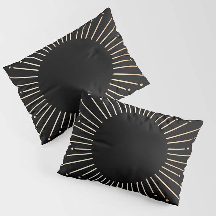 Sunburst Gold Copper Bronze on Black Pillow Sham Gallery Image 3