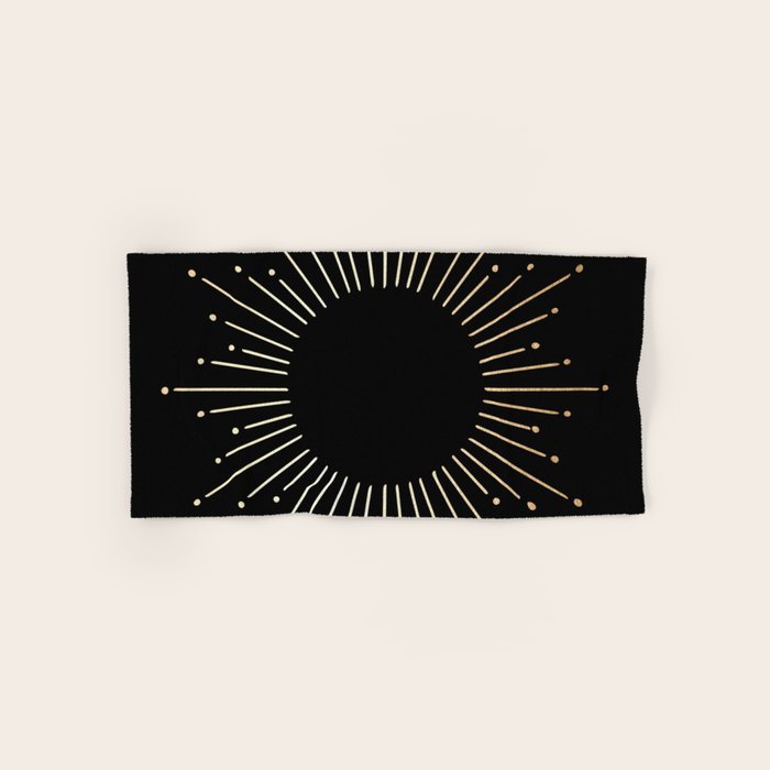 Sunburst Gold Copper Bronze on Black Bath Towel Gallery Image 1