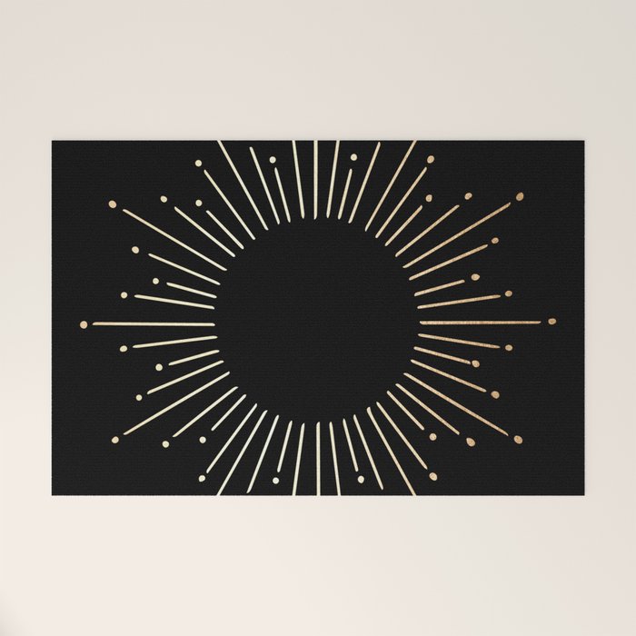 Sunburst Gold Copper Bronze on Black Welcome Mat
