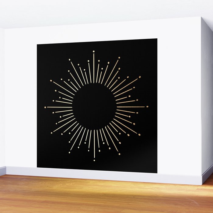 Sunburst Gold Copper Bronze on Black Wall Mural Gallery Image 2