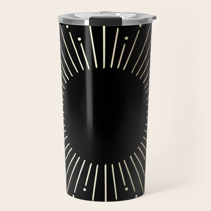 Sunburst Gold Copper Bronze on Black Travel Mug Gallery Image 1